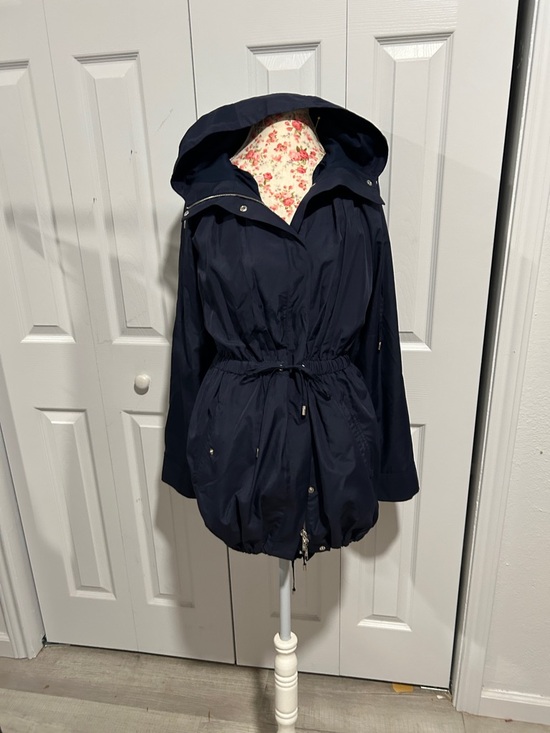 White House Black Market Jackets & Blazers - White House Black Market Navy Hooded Trench Coat